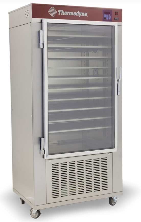 food warmer / cook n hold - AUTO COLD HOLD / floor model - 10 shelf - Thermodyne / 1500-DP - 1 glass front doors / solid back - casters - 1ph/208/52a/10688w - U