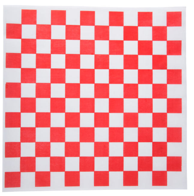 food basket - LINER - 12" / 12" - red checker - cs/5000