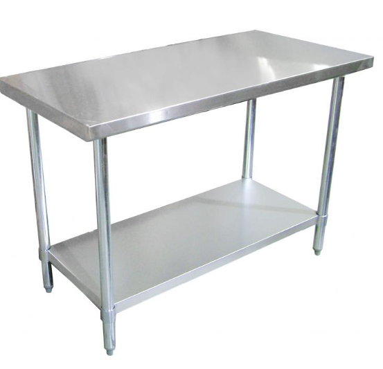 work table - S/S - 24" / 48" - LD - 18ga / 430ss - knock down - adjustable / galv / under shelf - Omcan / 22066 - N