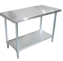 work table - S/S - 24" / 48" - LD - 18ga / 430ss - knock down - adjustable / galv / under shelf - Omcan / 22066 - N