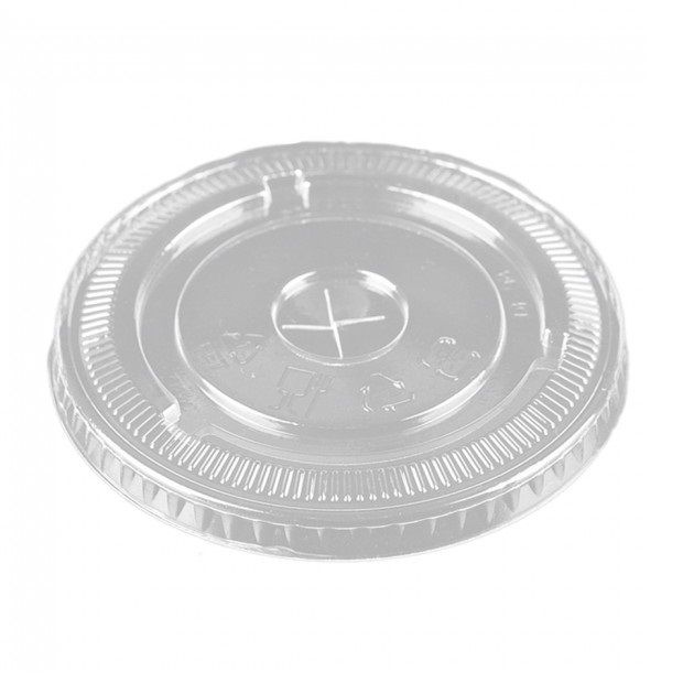 LID - cup - flat - straw slot - PET - 98mm - fits 12 - 24oz - cookie Cup - Karat - case/1000