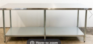 work table - 30"/84" - S/S - ISLAND Style - Galv u/s & 6 legs - Omcan / 22076 - N