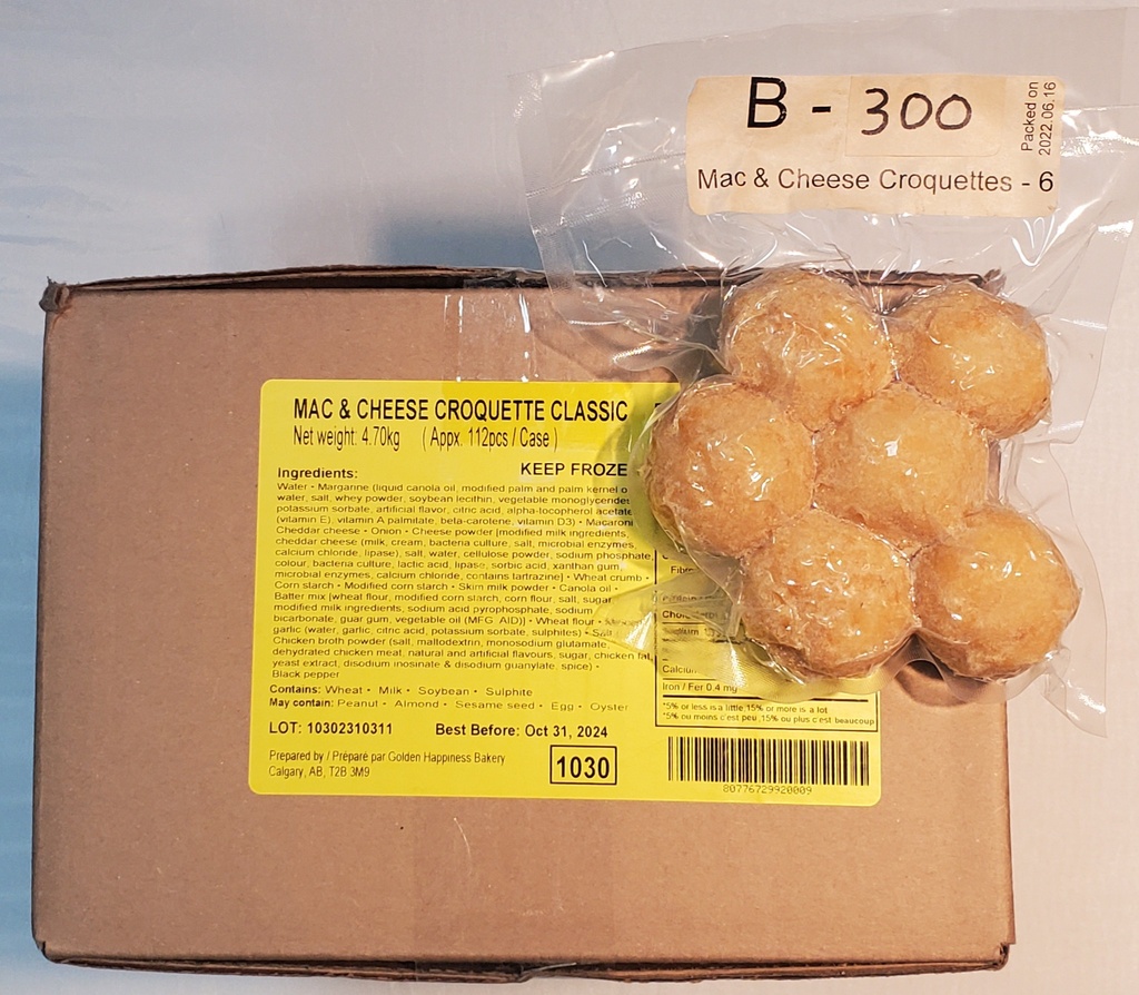 Mac & Cheese Croquette - 36g/4/28pcs - Golden Happiness - 4kg case