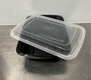 plastic container - RECTANGLE - 28oz - T-28 - PCM - base + lid - sleeve/50 - case 3 sleeves