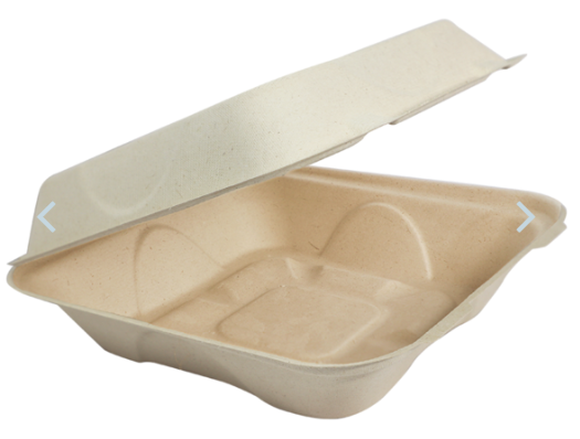 clam shell / hinged lid - 1-comp - 8"/8"/3" - compost / sugarcane - cs/200 - SP