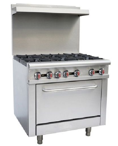 [772520-N] range - gas - floor - 36" / 6 burner - Omcan / 43151 - 26" oven - 211,000 btu's - N