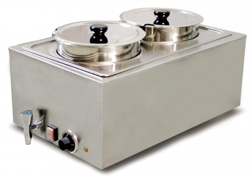 [640208-N-s/n-0705] soup warmer - counter top - 2 well x 8L - with inserts and covers - Omcan / 19077 - 120v/10a/1200w - N