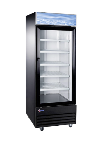 [50037-N-s/n-] gdm - COOLER - 1 door - 28" - Omcan / 50037 - black cabinet - 4 shelf - casters - 115v/4a - N