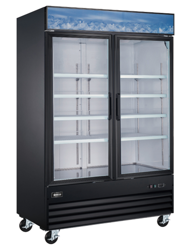 [WR44-N] gdm - COOLER - 2 sliding door - 54" - Western Refrigeration - black cabinet - 8 shelf - 2.5" casters - 110v/50hz - N
